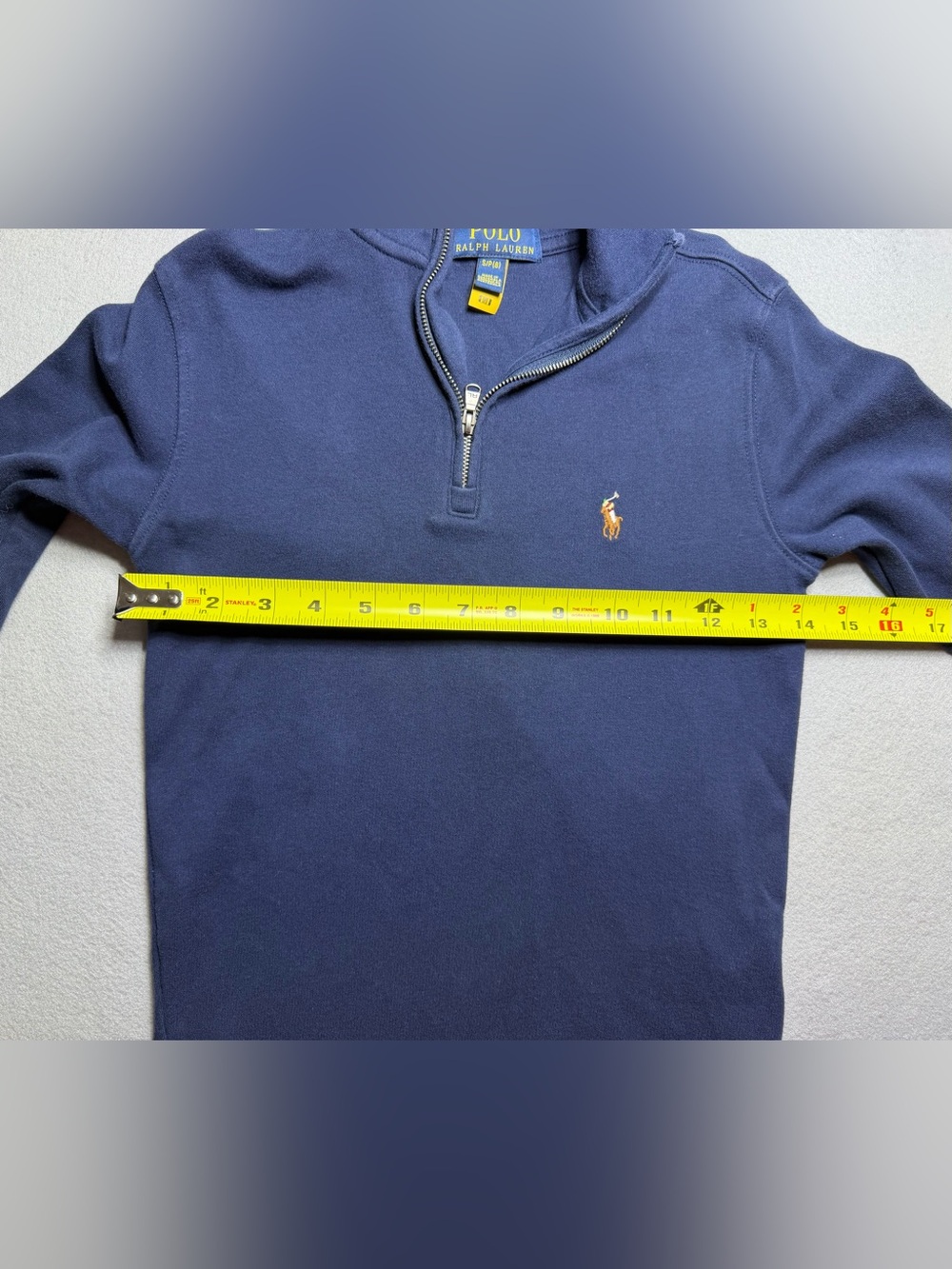 Boys Polo Ralph Lauren Half Zip Solid Blue Cotton Pullover Shirt Size S/P(8) - Picture 9 of 10